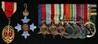 Richard Dawnay Martin-Bird : (L to R) Knight Bachelor's Badge; Commander of the Most Excellent Order of the British Empire (Civil Division); 1939-45 Star; Africa Star; Italy Star; 1939-45 Defence Medal; 1939-45 War Medal; 1953 Coronation Medal; Efficiency Decoration with 2 Bars